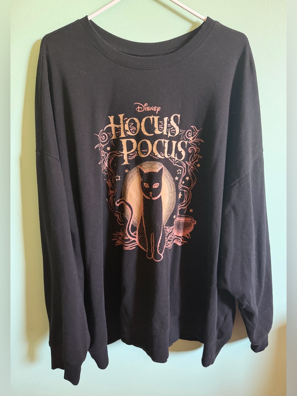 torrid Black Sweatshirt with Copper Cat Hocus Pocus Graphic